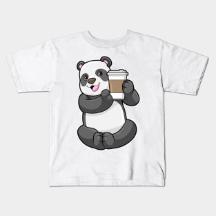 Panda with Coffee to go Kids T-Shirt